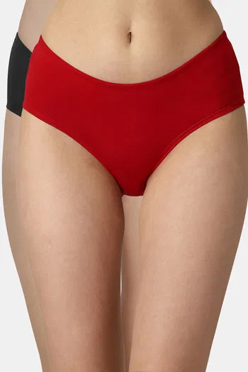 Buy Soie Medium Rise Full Coverage Bikini Panty (Pack of 2) - Multicolor